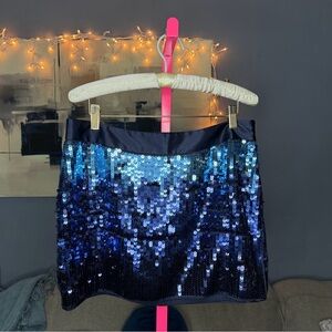 Express Design Studio Blue Sequin Mini Skirt Size 6 NWT